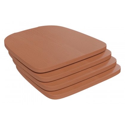 BLNK Perry Poly Resin Wood Seat with Rounded Edges for Colorful Metal Chairs and Stools Set of 4 - Teak
