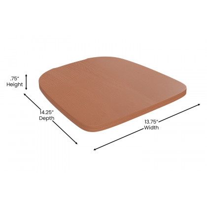 BLNK Perry Poly Resin Wood Seat with Rounded Edges for Colorful Metal Chairs and Stools Set of 4 - Teak