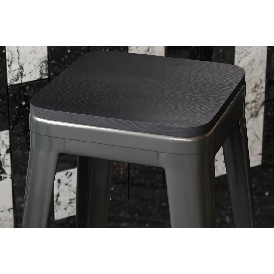 BLNK - Perry Square Poly Resin Wood Seat with Rounded Edges for Colorful Metal Bar Stools