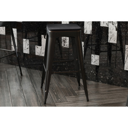 BLNK Perry Square Poly Resin Wood Seat with Rounded Edges for Colorful Metal Bar Stools - Black