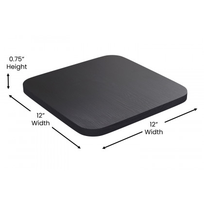 BLNK Perry Square Poly Resin Wood Seat with Rounded Edges for Colorful Metal Bar Stools - Black