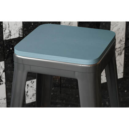 BLNK - Perry Square Poly Resin Wood Seat with Rounded Edges for Colorful Metal Bar Stools