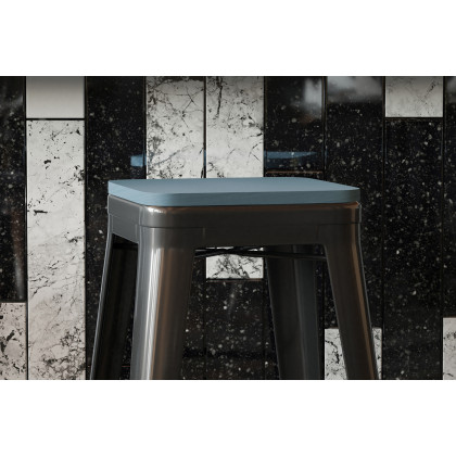 BLNK Perry Square Poly Resin Wood Seat with Rounded Edges for Colorful Metal Bar Stools - Teal/Blue