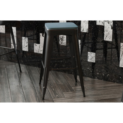 BLNK Perry Square Poly Resin Wood Seat with Rounded Edges for Colorful Metal Bar Stools - Teal/Blue