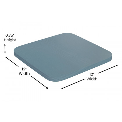BLNK Perry Square Poly Resin Wood Seat with Rounded Edges for Colorful Metal Bar Stools - Teal/Blue