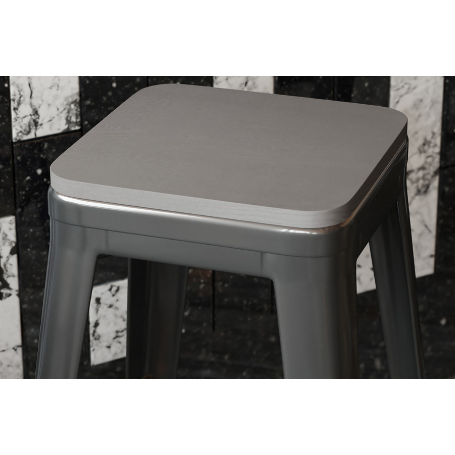 BLNK Perry Square Poly Resin Wood Seat with Rounded Edges for Colorful Metal Bar Stools - Gray