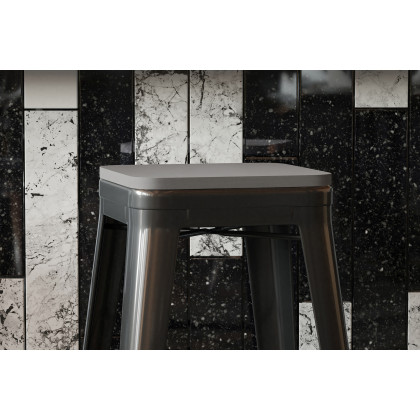 BLNK Perry Square Poly Resin Wood Seat with Rounded Edges for Colorful Metal Bar Stools - Gray