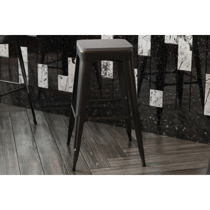 BLNK Perry Square Poly Resin Wood Seat with Rounded Edges for Colorful Metal Bar Stools - Gray
