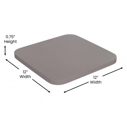 BLNK Perry Square Poly Resin Wood Seat with Rounded Edges for Colorful Metal Bar Stools - Gray