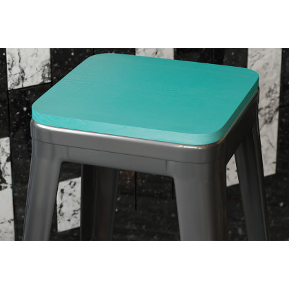 BLNK - Perry Square Poly Resin Wood Seat with Rounded Edges for Colorful Metal Bar Stools