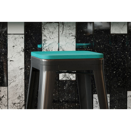 BLNK Perry Square Poly Resin Wood Seat with Rounded Edges for Colorful Metal Bar Stools - Mint