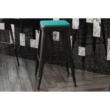 BLNK Perry Square Poly Resin Wood Seat with Rounded Edges for Colorful Metal Bar Stools - Mint