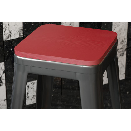 BLNK - Perry Square Poly Resin Wood Seat with Rounded Edges for Colorful Metal Bar Stools