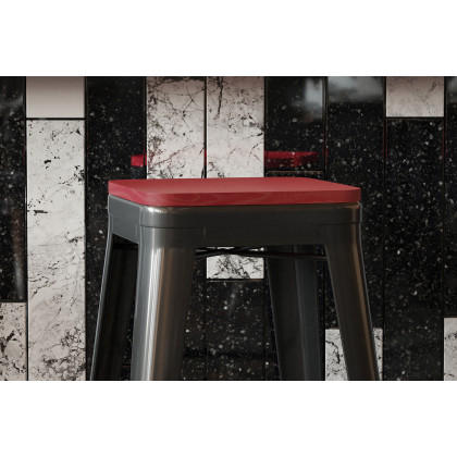 BLNK Perry Square Poly Resin Wood Seat with Rounded Edges for Colorful Metal Bar Stools - Red