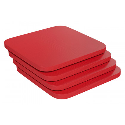 BLNK Perry Square Poly Resin Wood Seat with Rounded Edges for Colorful Metal Bar Stools - Red