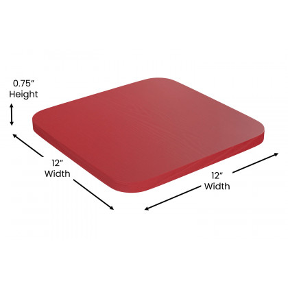 BLNK Perry Square Poly Resin Wood Seat with Rounded Edges for Colorful Metal Bar Stools - Red
