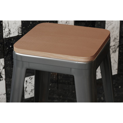 BLNK - Perry Square Poly Resin Wood Seat with Rounded Edges for Colorful Metal Bar Stools