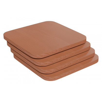 BLNK Perry Square Poly Resin Wood Seat with Rounded Edges for Colorful Metal Bar Stools - Teak
