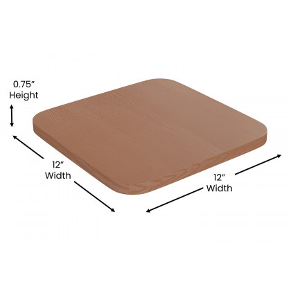 BLNK Perry Square Poly Resin Wood Seat with Rounded Edges for Colorful Metal Bar Stools - Teak