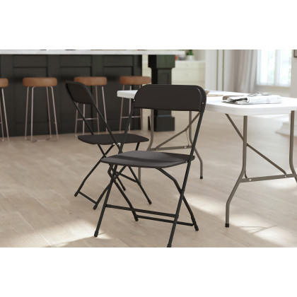 BLNK Hercules Big and Tall Commercial Folding Chair 4-Pack - Black