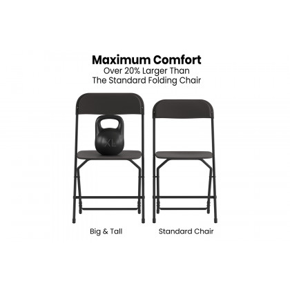 BLNK Hercules Big and Tall Commercial Folding Chair 4-Pack - Black