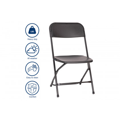 BLNK Hercules Big and Tall Commercial Folding Chair 4-Pack - Black