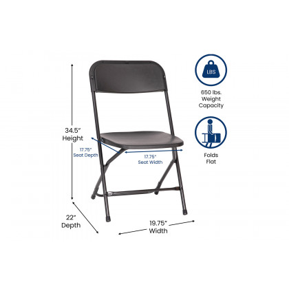 BLNK Hercules Big and Tall Commercial Folding Chair 4-Pack - Black