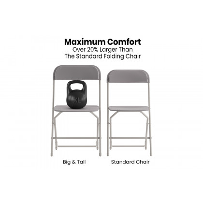 BLNK Hercules Big and Tall Commercial Folding Chair 4-Pack - Gray