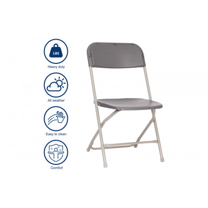 BLNK Hercules Big and Tall Commercial Folding Chair 4-Pack - Gray