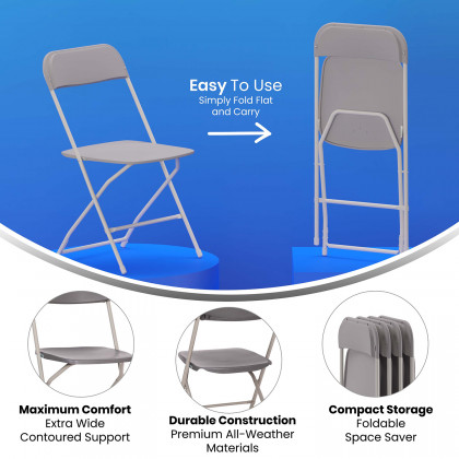 BLNK Hercules Big and Tall Commercial Folding Chair 4-Pack - Gray