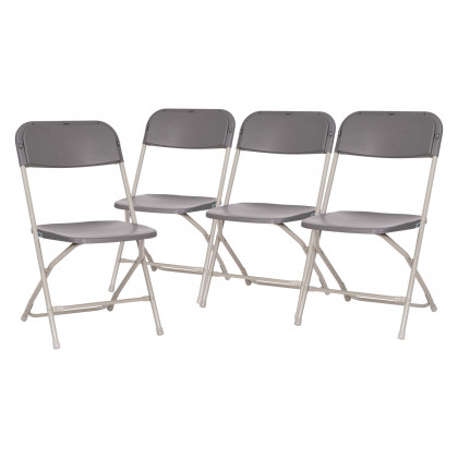 BLNK Hercules Big and Tall Commercial Folding Chair 4-Pack - Gray
