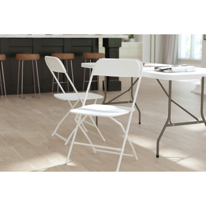 BLNK Hercules Big and Tall Commercial Folding Chair 4-Pack - White