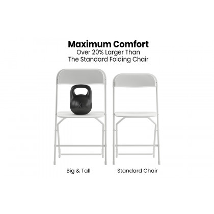 BLNK Hercules Big and Tall Commercial Folding Chair 4-Pack - White