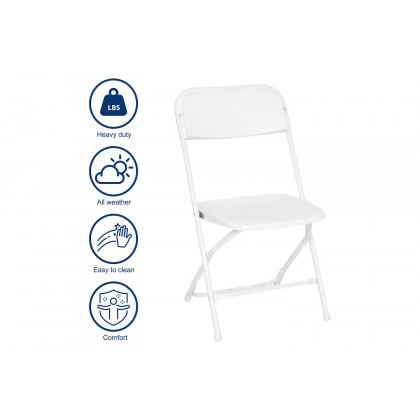 BLNK Hercules Big and Tall Commercial Folding Chair 4-Pack - White