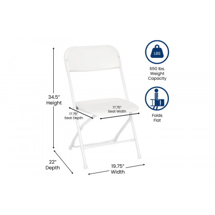 BLNK Hercules Big and Tall Commercial Folding Chair 4-Pack - White