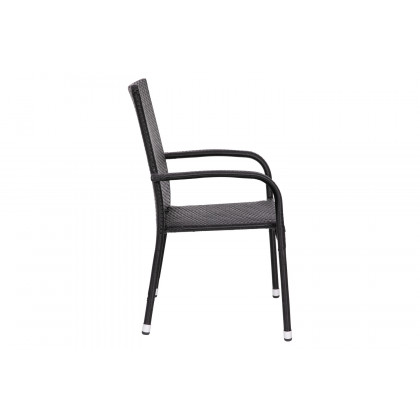 BLNK Maxim Stackable Indoor-Outdoor Wicker Dining Chairs with Arms Set of 4 - Black