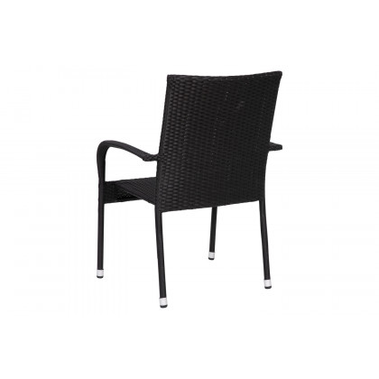 BLNK Maxim Stackable Indoor-Outdoor Wicker Dining Chairs with Arms Set of 4 - Black