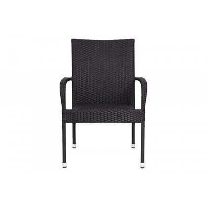 BLNK Maxim Stackable Indoor-Outdoor Wicker Dining Chairs with Arms Set of 4 - Black
