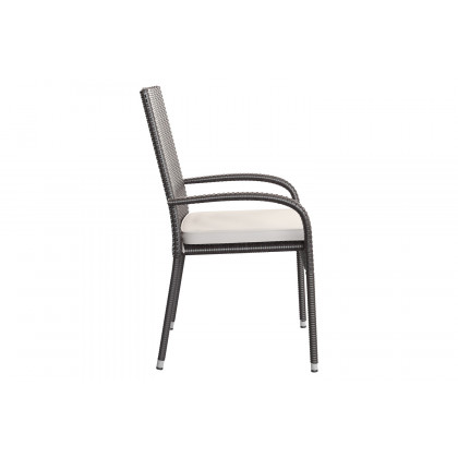 BLNK Maxim Stackable Indoor-Outdoor Wicker Dining Chairs with Cream Seat Cushions Set of 4 - Espresso