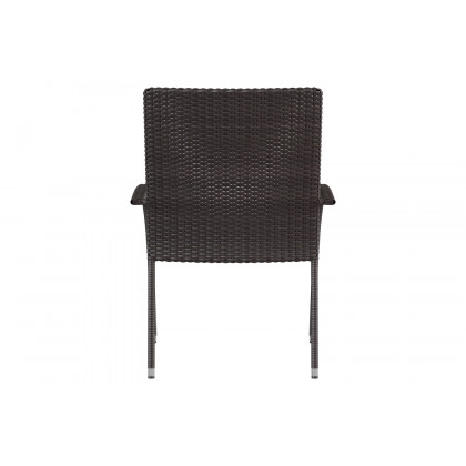 BLNK Maxim Stackable Indoor-Outdoor Wicker Dining Chairs with Cream Seat Cushions Set of 4 - Espresso