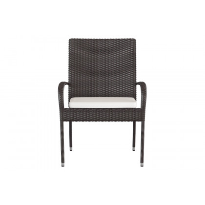 BLNK Maxim Stackable Indoor-Outdoor Wicker Dining Chairs with Cream Seat Cushions Set of 4 - Espresso