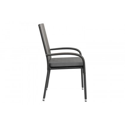 BLNK - Maxim Stackable Indoor-Outdoor Wicker Dining Chairs with Gray Seat Cushions Set of 4