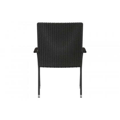 BLNK - Maxim Stackable Indoor-Outdoor Wicker Dining Chairs with Gray Seat Cushions Set of 4