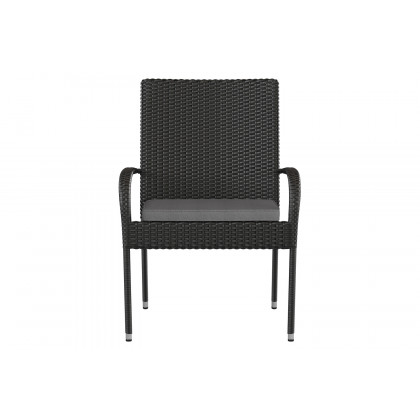 BLNK - Maxim Stackable Indoor-Outdoor Wicker Dining Chairs with Gray Seat Cushions Set of 4