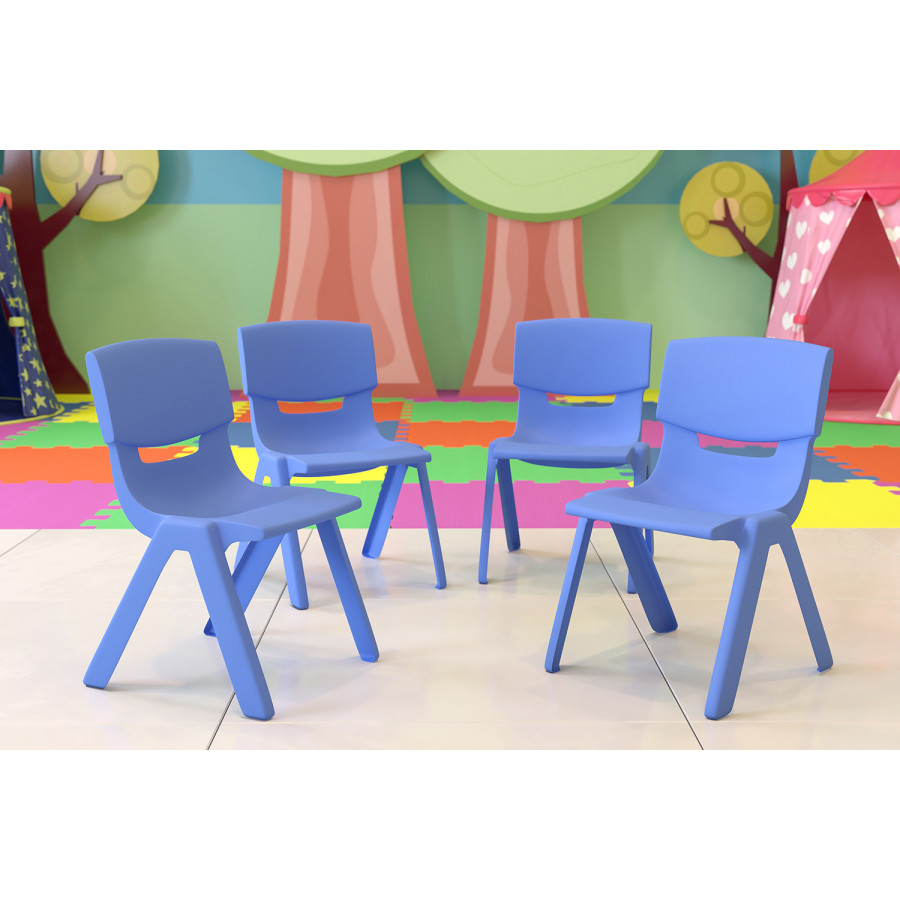 BLNK Whitney Plastic Stackable School Chair 4 Pack - Blue, 12"H Seat