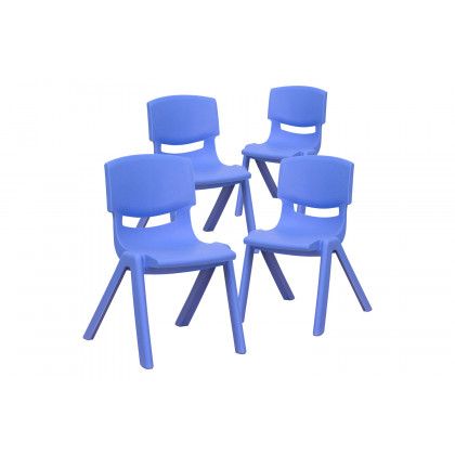 BLNK Whitney Plastic Stackable School Chair 4 Pack - Blue, 12"H Seat