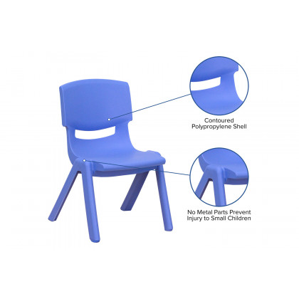 BLNK Whitney Plastic Stackable School Chair 4 Pack - Blue, 12"H Seat