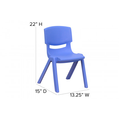 BLNK Whitney Plastic Stackable School Chair 4 Pack - Blue, 12"H Seat