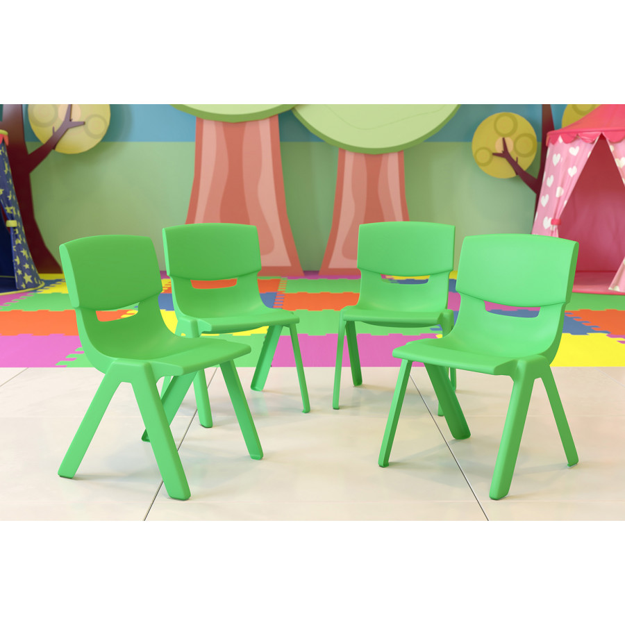 BLNK Whitney Plastic Stackable School Chair 4 Pack - Green, 12"H Seat