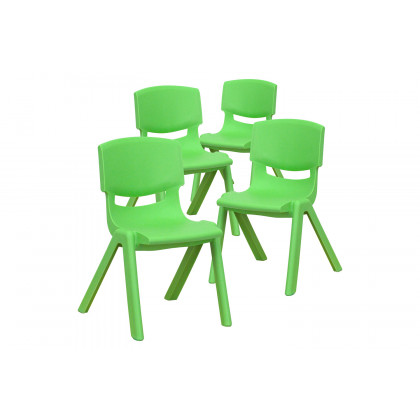 BLNK Whitney Plastic Stackable School Chair 4 Pack - Green, 12"H Seat